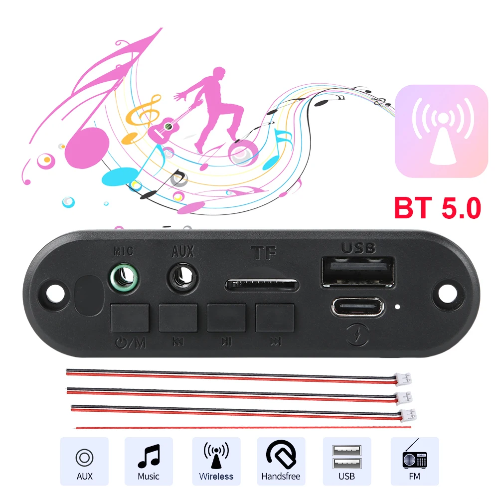 차량용 FM 라디오 모듈, TF AUX USB 레코드, 3.7V, 6W 앰프, DIY MP3 플레이어, 3.5mm 마이크, 블루투스 호환 MP3 WMA 오디오 보드