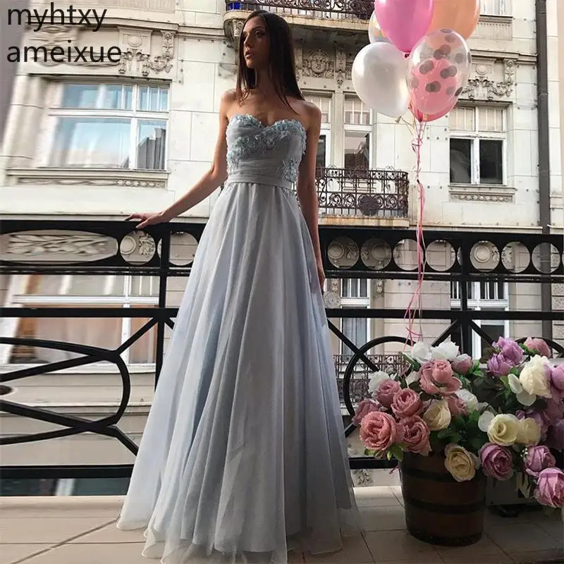 

Event Hot Sell Fairy Long Prom Dresses Sweetheart 3d Lace Appliques 2023 New Silver Formal Gowns Sweet 16 Party Dress Plus Size