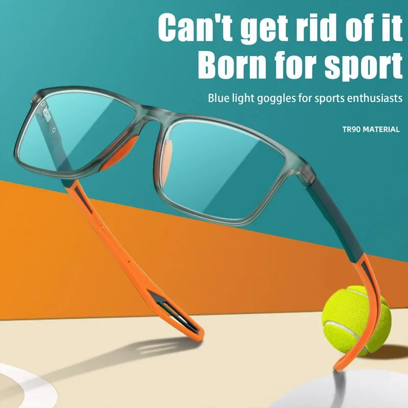 Unisex Ultralight Silicone TR Sports Myopia Anti Blue Light Men Basketball Anti-Shedding Prescription Eyeglasses