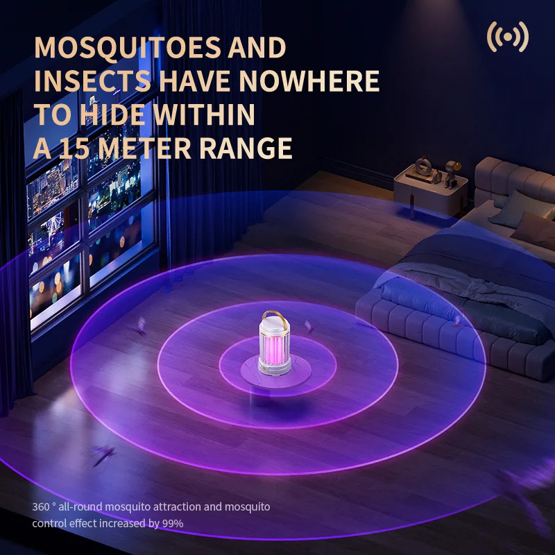 Portable Mosquito Killer Lamp 360&deg; Biometric Mosquito Control Night Light 1600mAh Recharge Battery Safe for Pregnant and Infants