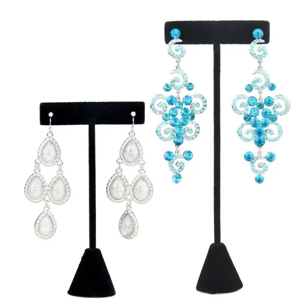 Fashion Flocking Black Velvet Jewelry Display Rack T Bar Earring Holder Studs Organizer Exhibition Showcase Stand 4*6*12cm