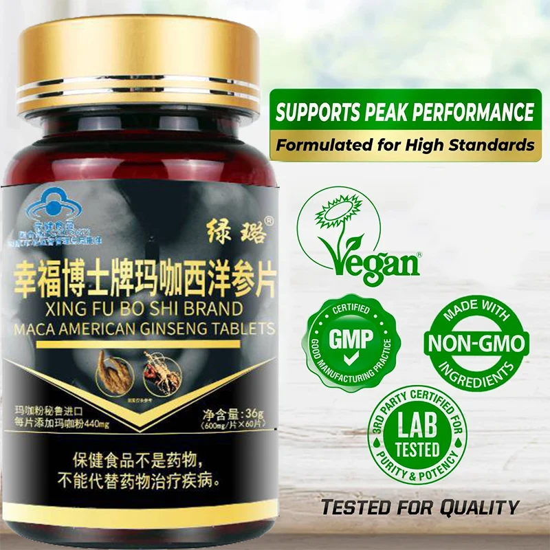 

60Pcs Black Maca Supplement, Boosts Energy & Strength, Enhance Mood & Performance, Increase Enduranc