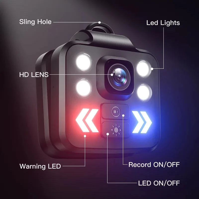 Led Portátil Esportes ao ar Livre Câmera Lanterna Mini Corpo Câmeras de Gravação Pequenas Auto-proteção w8 - Image 2