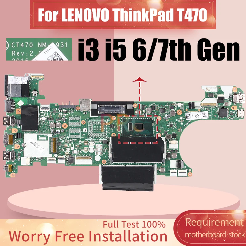 Placa-mãe para Laptop Lenovo Thinkpad T470 Notebook Mainboard Nm-a931 i3 i5 7th Gen 01hw539 00ur445 01ax963 01hx648 - Imagem 3