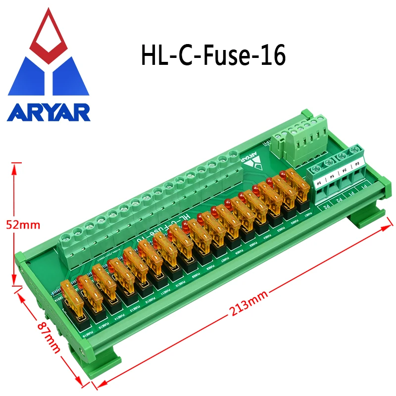 DIN Rail Mount Multi-Position Power Distribution Fuse Module, AC/DC 5-32V Capacity