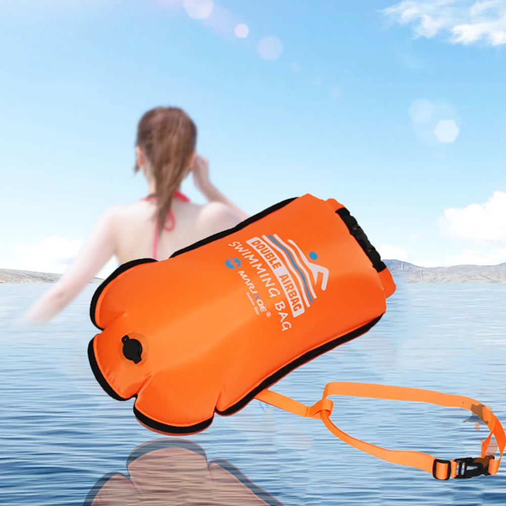 20L Inflatable Open Swimming Buoy Tow Floating Bag Double AirBags Water Sport Life Saving Swim Buoy Pool Inflated Air Drying Bag swimming buoy