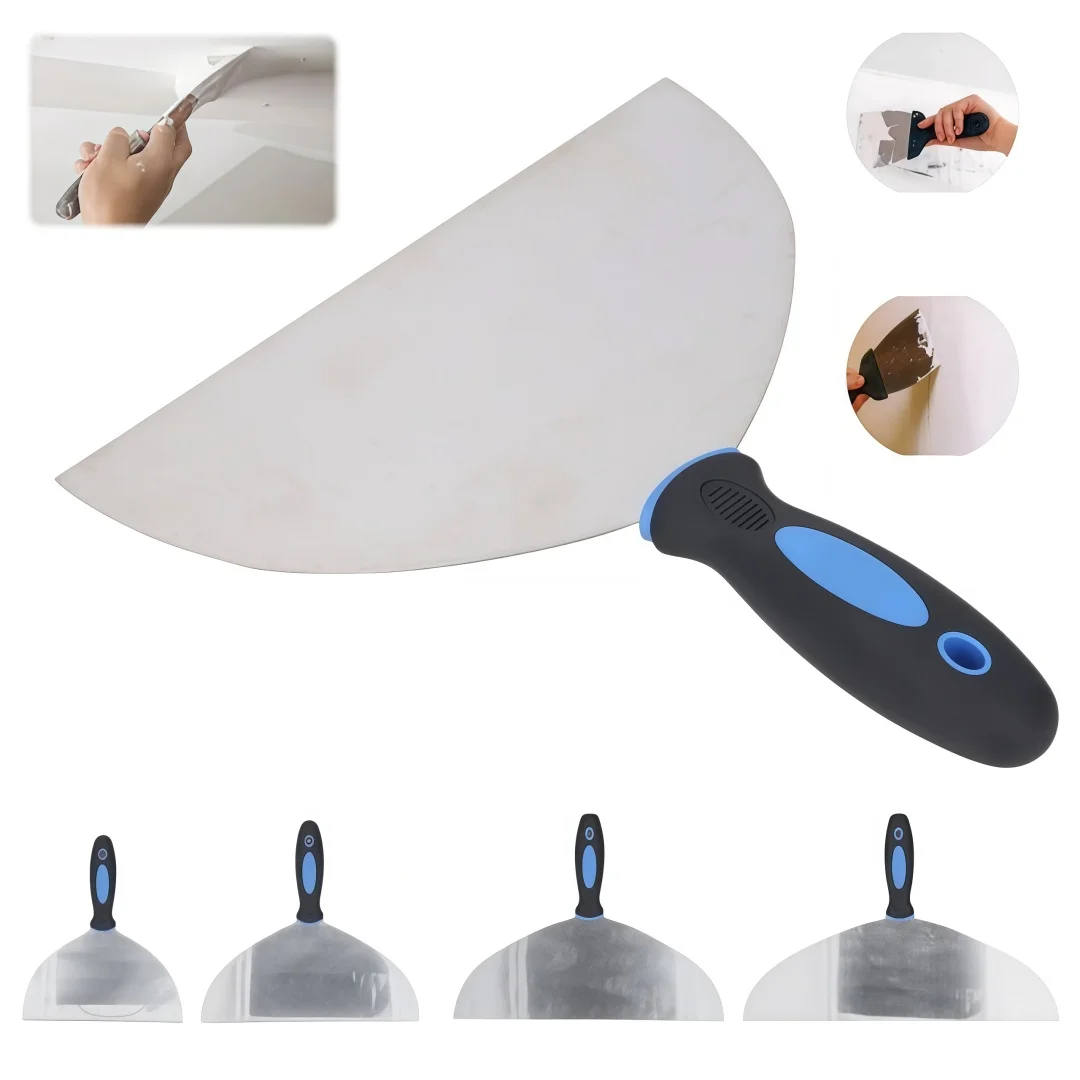 Ferramenta de aço inoxidável raspador de massa papel de parede decalques raspador de gesso com furo de suspensão para reparo de drywall