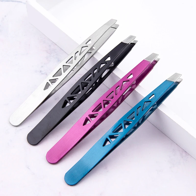 Eyebrow Tweezer Stainless Steel Beauty Clip Slant Tip Flat Tip Eyebrow Tweezer Clip for Eyebrow Trimming Face Hair Removal Tools