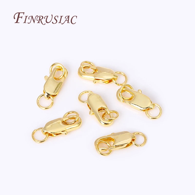 Jewelry Materials 18K Gold Plated Oval Lobster Clasp 2 Closed Ring Connectors For DIY Bracelet Necklace