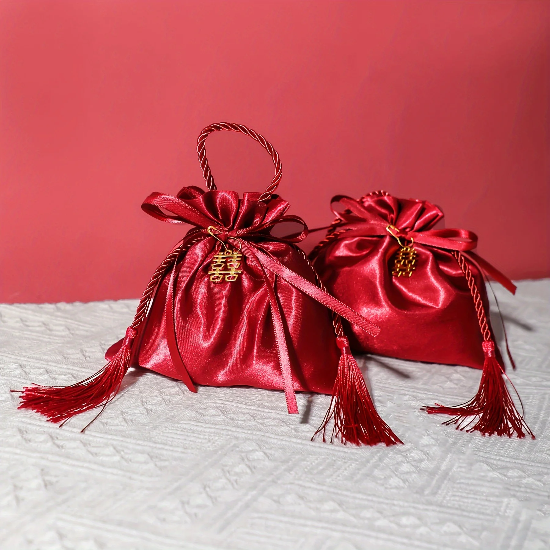 5pcs-Drawstring gift bag, can be used for gift jewelry, candy, etc. - perfect for birthdays, weddings, and parties!