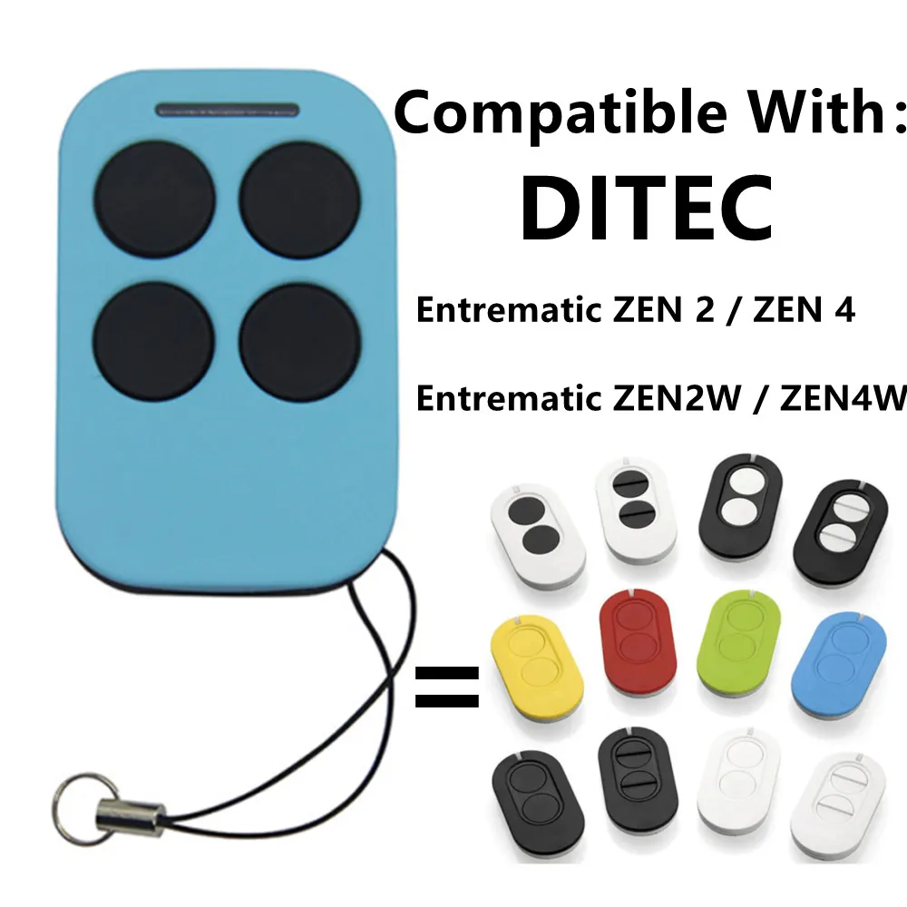 

DITEC Entrematic ZEN 2 ZEN4 ZEN2W ZEN4W Gol4 BIXLG4 BIXLP2 BIXLS2 Garage Door Remote Control 433MHz Rolling Code