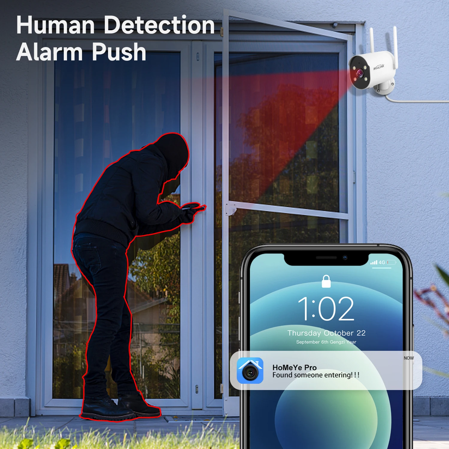 Bullet WiFi Camera Outdoor Wireless Home Security IP Camera 2K HD PIR Human Detection Camera CCTV 2 Way Audio 5V Plug Power 6