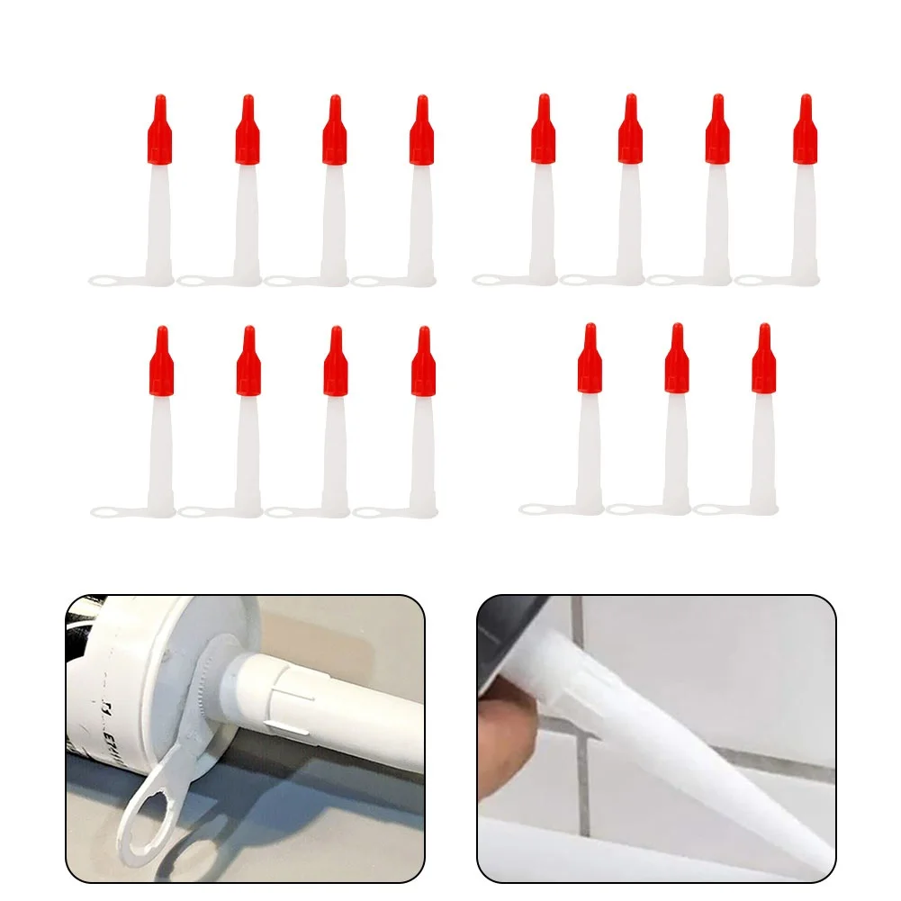15 PCS Silicone Caulking Gun Nozzles Tube Nozzle Cap Re-sealable Tips Caulk Spare Red Nozzles Screw-Cover Silicone Caulking Pipe