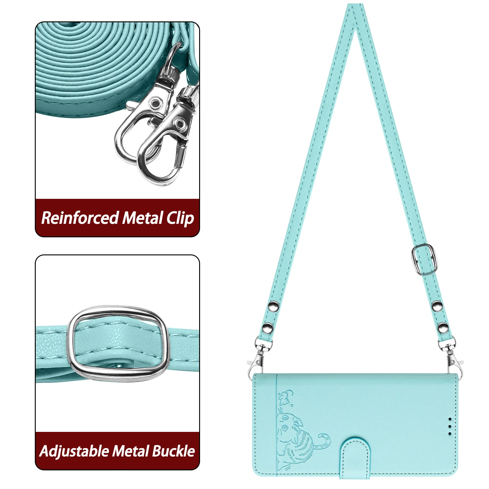 Leather Crossbody Shoulder Phone Wallet Case and Cover