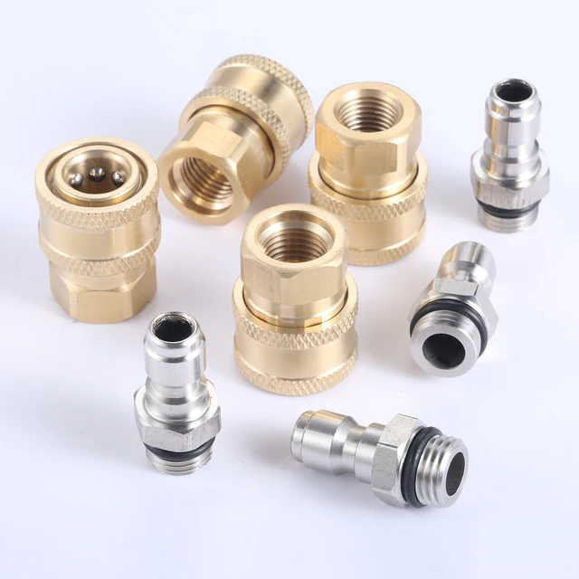 Nyomásmosó Adapter Sárgaréz/Acélcsatlakozó 1/4 "Női Gyors Csatlakozás M14*1,5 Női Szál Csatlakozó Kerti Tömlő Autó Mosás - Image 2