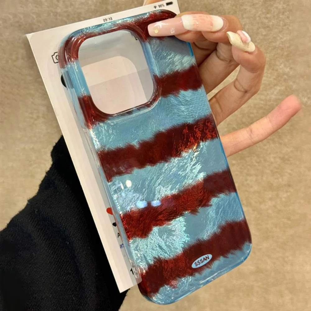 Luxury Laser Y2K Leopard Print Phone Case with Feather Texture