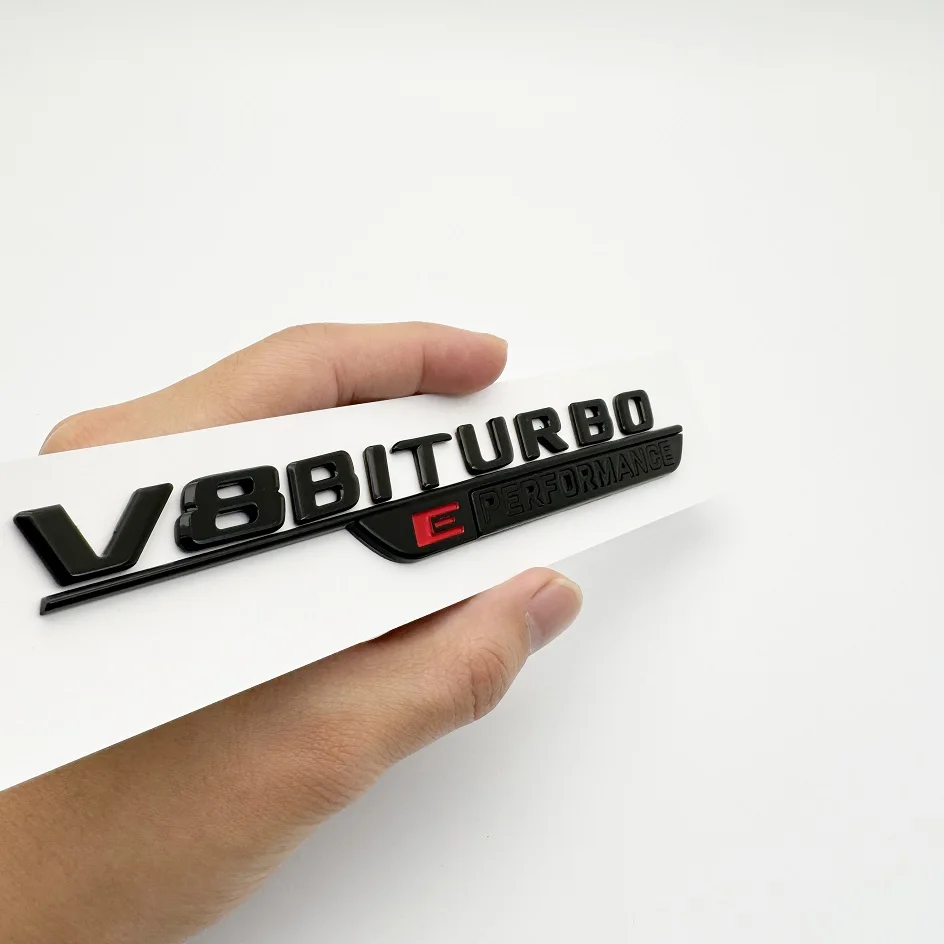 2024 새 문자 Numbe V8 BITURBO E 성능 엠블럼 자동차 펜더 트림 배지 스티커 S63L SL63s GT63s 배지
