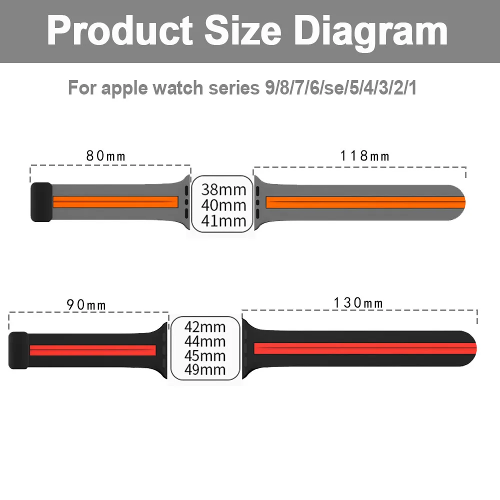 애플 워치 밴드용 실리콘 스트랩, 액세서리 팔찌, iWatch correa 시리즈 9, 8, 7, 6, 5, SE 울트라 2, 45mm, 49mm, 44mm, 40mm, 41mm, 42mm