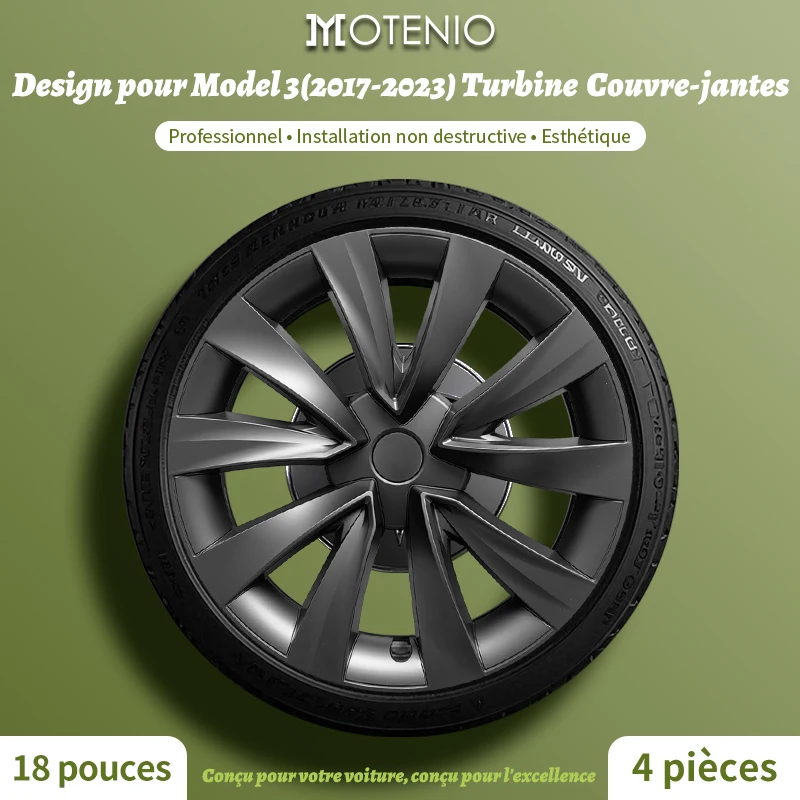 GRFIT 4 PIÈCES Enjoliveurs de Centre de Roue de Voiture pour Tesla Modèle 3 2021-2023, Couverture D'insigne de Jantes Anti-poussière d'origine 18 Pouces Accessoires de Décoration Automatique,C