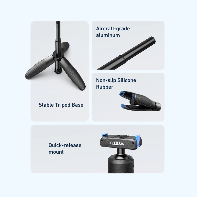 Mini Selfie Stick Tripod Portable Magnetic Quick Release Stand for GoPro Hero 13