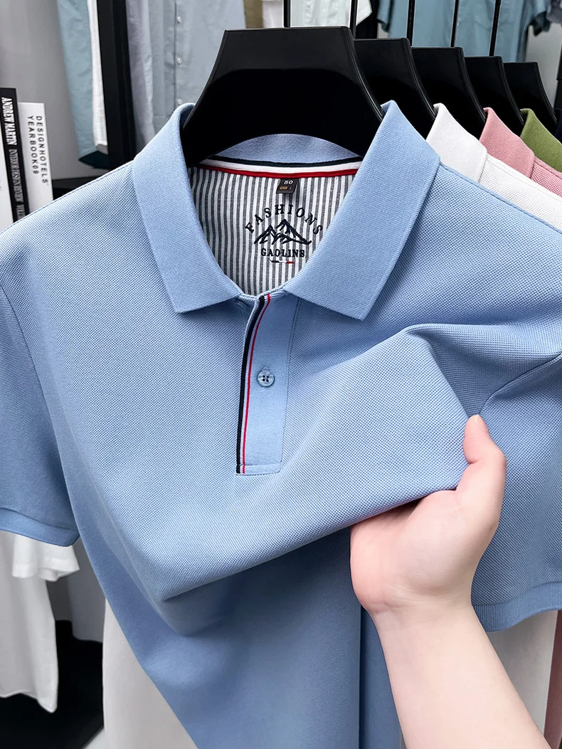 Luxury 100% cotton men's short sleeve polo shirt fashionable stripes comfort texture summer new high-end business casual T-shirt 13 S2b1480e0bbd94c24ba8faac0517358d9O