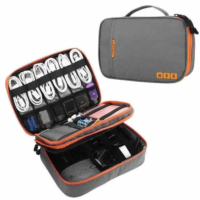 Travel Cable Storage Multi-Function Digital Gadget Organizer – Double Layer Pouch for Electronics and Accessories