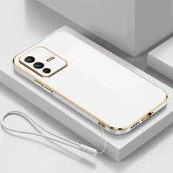 Luxury Square Plating Shockproof Phone Case and Back Cover for vivo V23 Pro (Gs6D White)