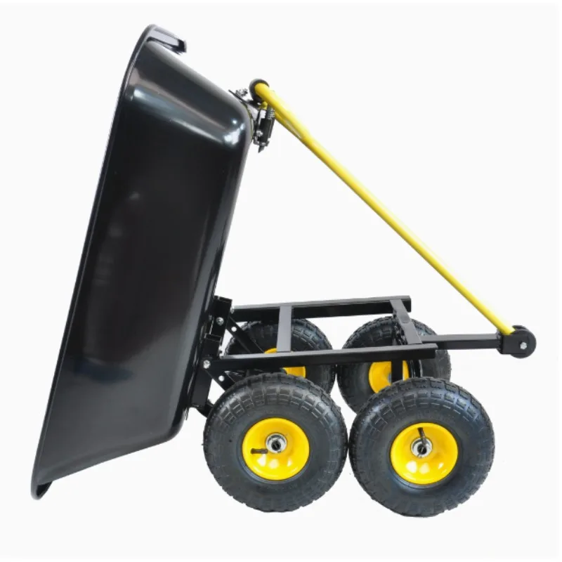 Heavy Duty Steel Outdoor Lawn Utility Cart-Garden Carts Yard Dump Wagon Cart
