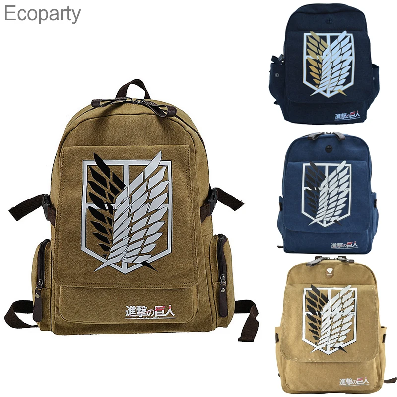 

Anime Attack On Titan Cosplay Backpacks Aldult Large Capacity Canvas Bag Teenagers Laptop Rucksack Student Leisure Travel Bag