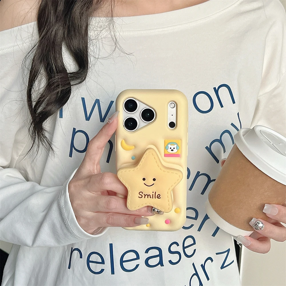 3D Twinkle Star Telescopic Bracket Case with Soft Silicone Stand Holder Cover
