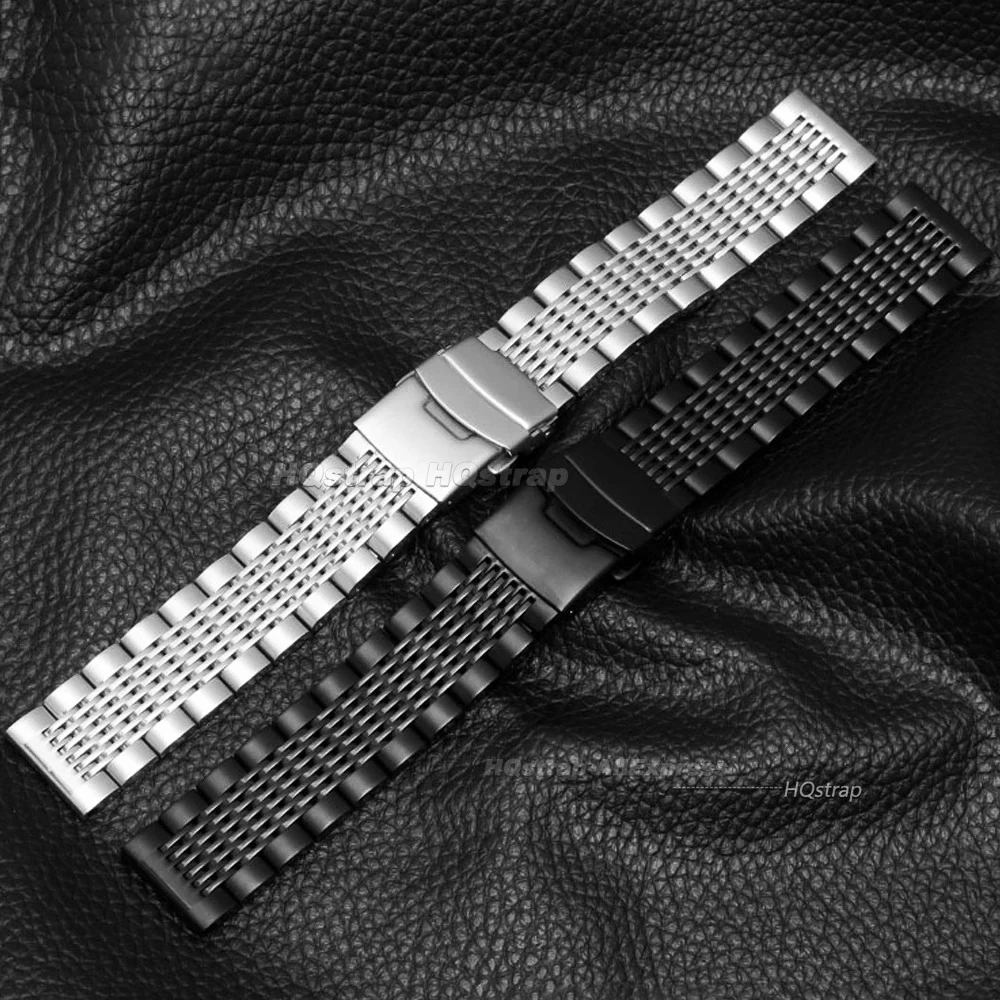 Sleek Stainless Steel Watch Strap - Brushed Finish Wrist Band Accessory