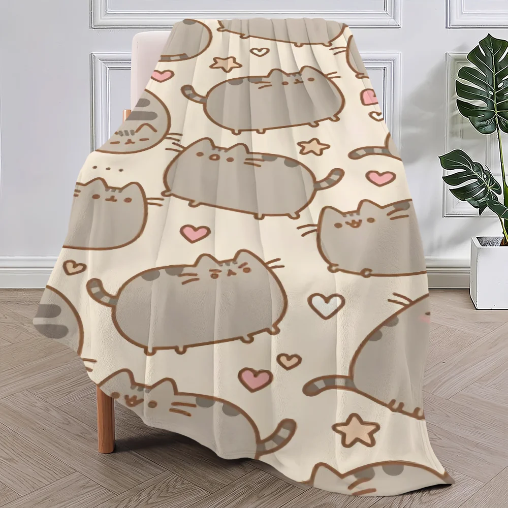 Cute Cartoon Cat Blanket Soft Plush Nap Sofa rug for Living Room Warm Office Bedroom Birthday Home Pusheens-S Travel Kid Gifts 3
