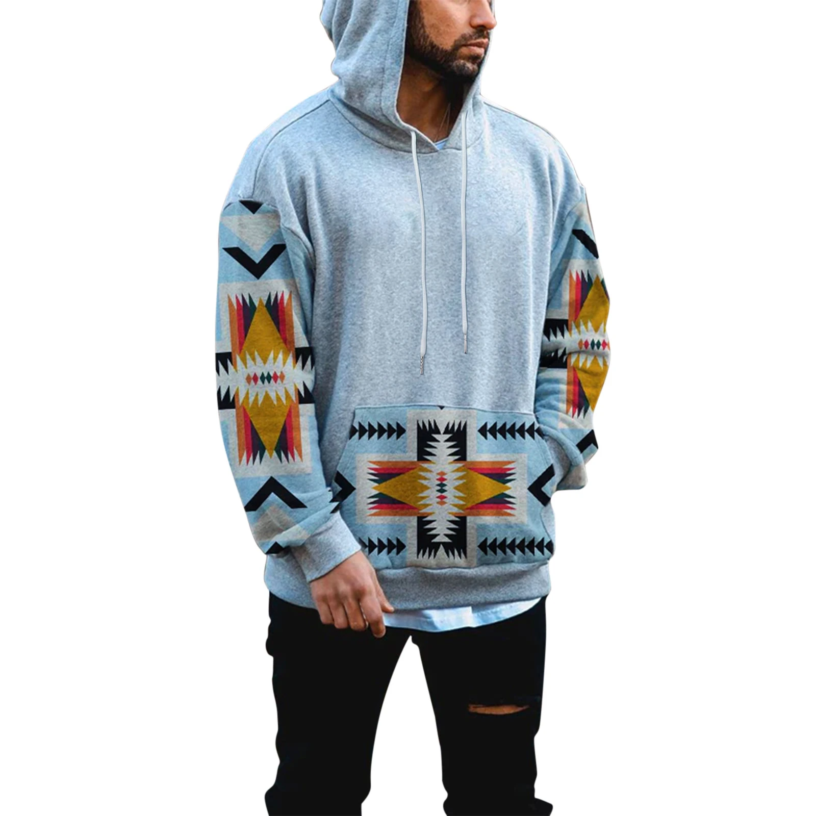 Hoop van Dijk ik heb het gevonden Met Hooded Tops Splice Casual Lange Geometrische Mouw Print Heren Blouse Hoodies  Heren Sweaters Hoodies Fashion mannen|Hoodies en sweaters| - AliExpress