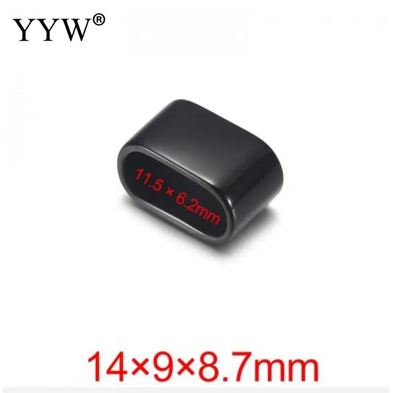 10pc Stainless Steel Plating Spacer Beads Mirror Polish Black Large Hole Bead Slider For Diy Bracelet Jewelry Making Accessories