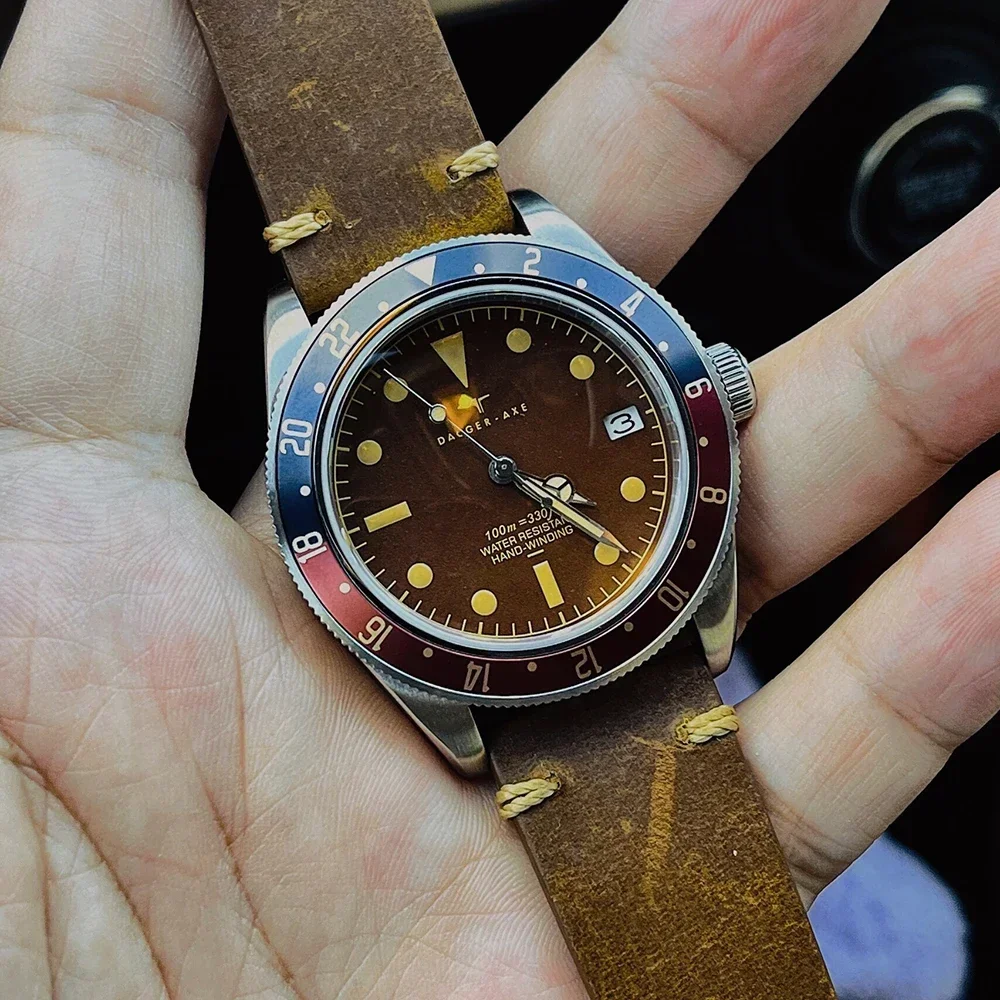 DAGGER-AXE Diving Watch 200M Waterproof Retro Sapphire Pot Cover Bubble Mirror C3 Super Luminous Watch NH35 Men Automatic