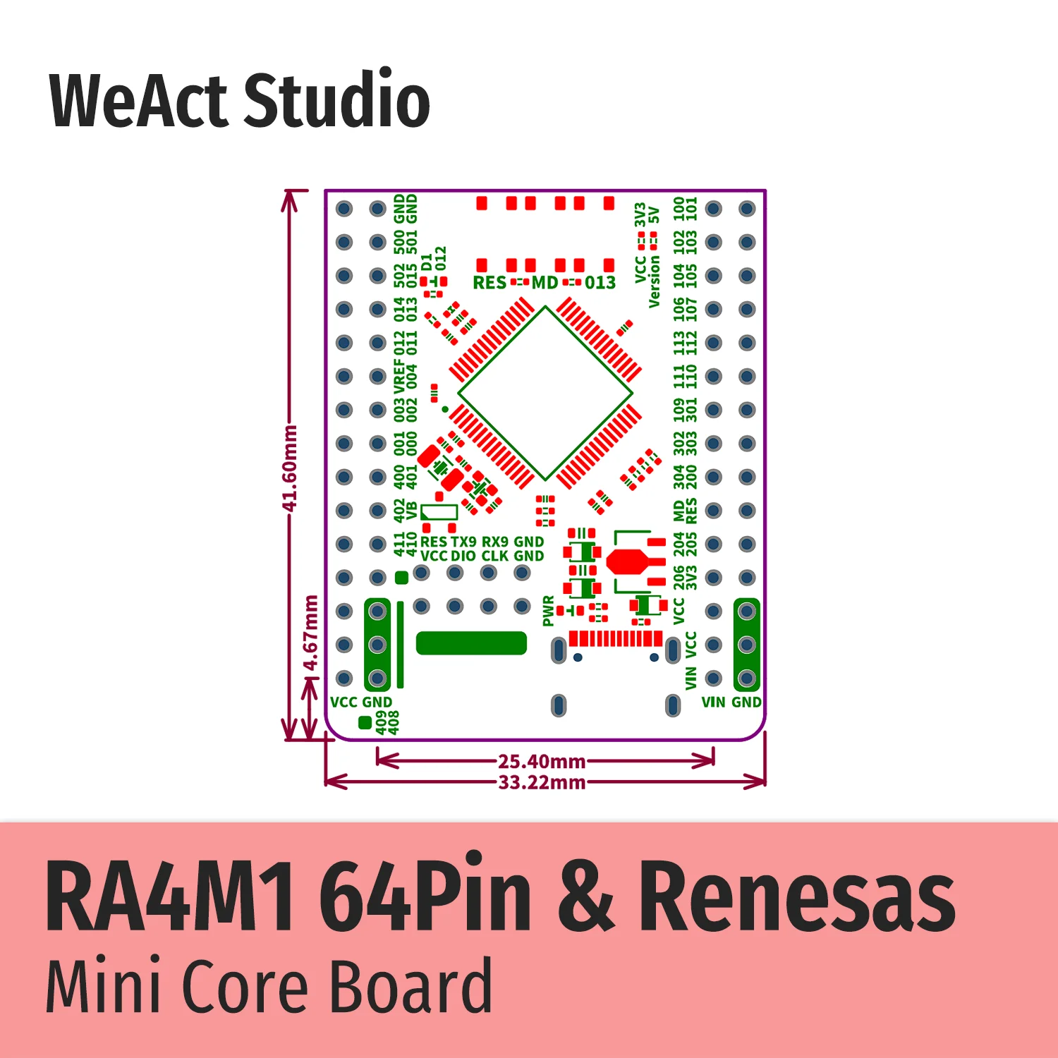 Placa de Demonstração do Núcleo Weact Ra4m1 Renesas R7fa4m1ab3cfm Aa0 R7fa4m1 R7fa4m1ab3cfm - Imagem 2