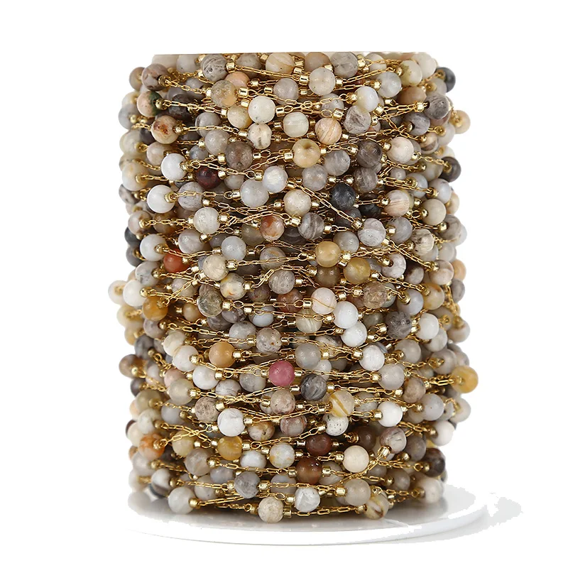 

Позолоченные бусины из нержавеющей стали, 1 м, 4 мм