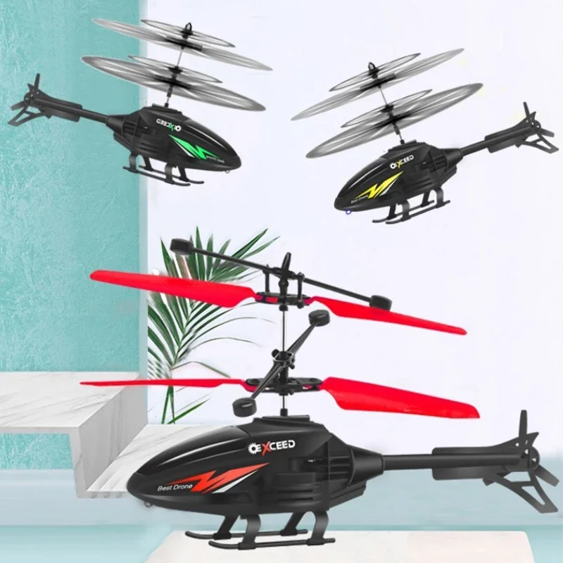 Rc Helicopter 2Ch Induction Interaction Remote Control Aircraft Children Electric Rc Flying Toy Plastic Flashing Light Plane Toy