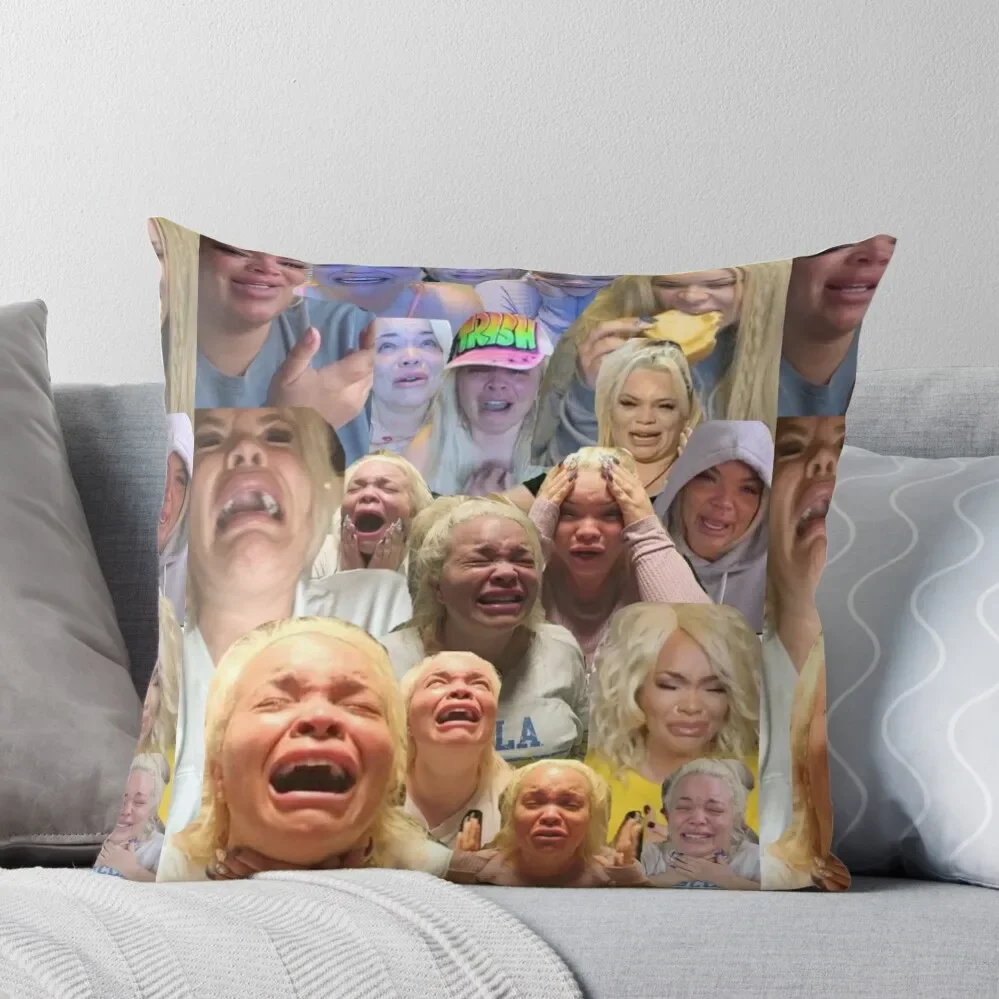 

Trisha Pastas crying on her kitchen floor collage Throw Pillow Anime pillow cover luxury