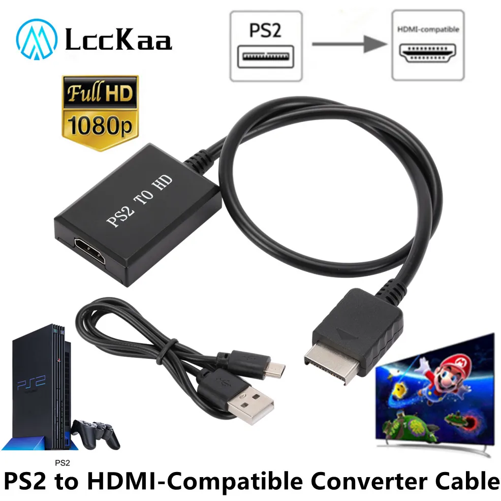 Adaptador de PS2 a HDMI de 1080P, Cable de PS2 a HDMI, convertidor de
