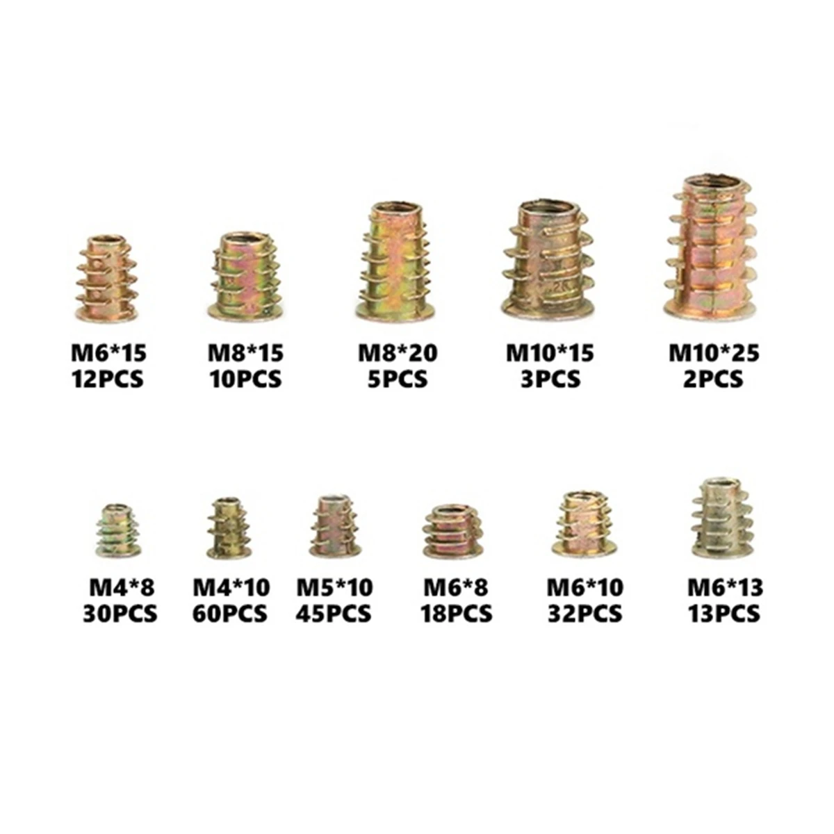 Assorted Nut Bolt Flanged Hex Drive Head Furniture Nuts M4 M6 M8 M10 Zinc Alloyl Thread for Wood Zinc Alloy Insert Sets 230PCS screw bolt nut set hex nuts assortment kit