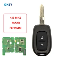 Okey รีโมทกุญแจรถ PCF7961M 4A ชิป 433mhz สําหรับ Renault Dacia Logan Lodgy Dokker Duster Trafic Clio Master 2 ปุ่ม VAC102