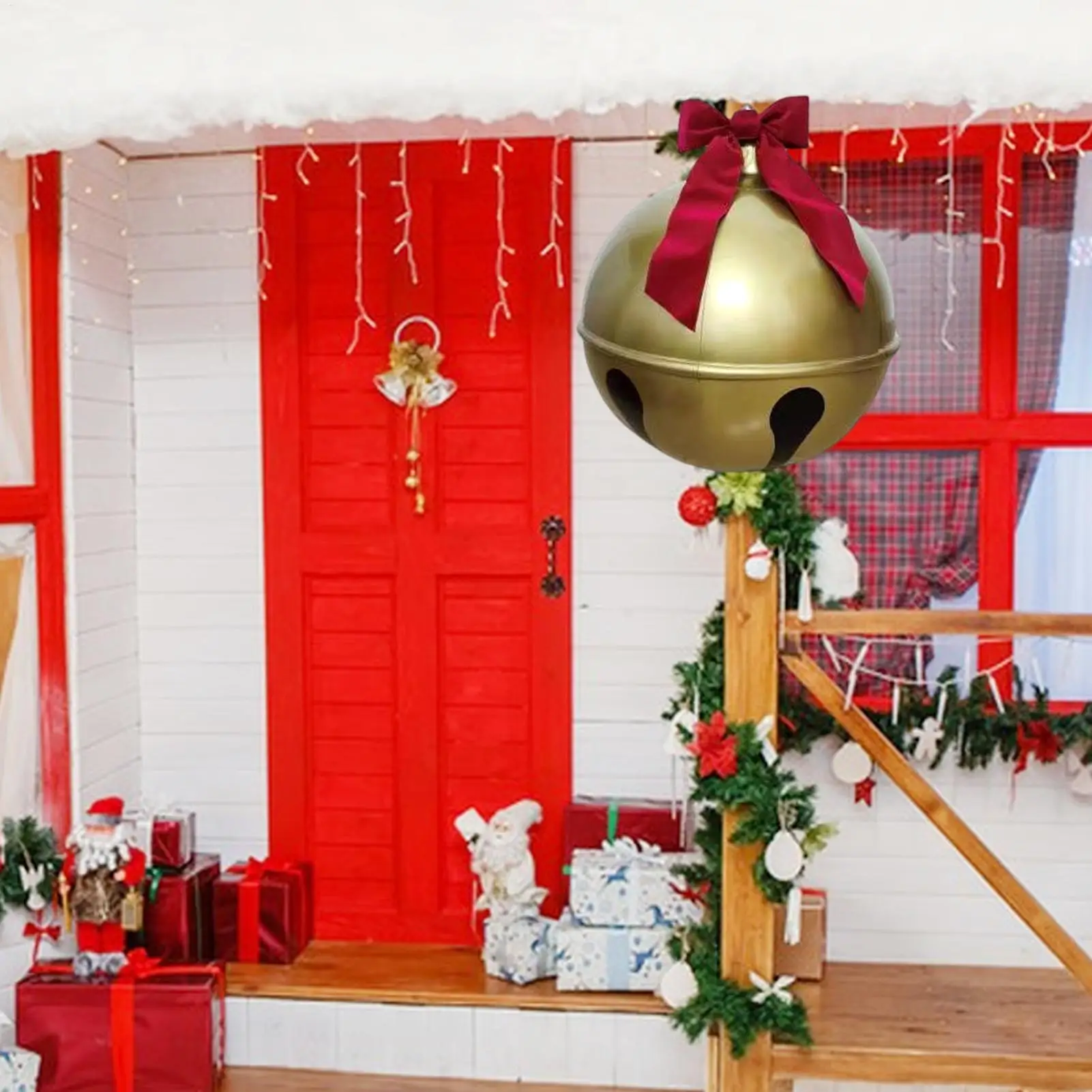 1PCS Inflatable Christmas Ball, 45/60cm gold Large Bell Shape Hanging Ornament For Outdoor, Yard, Garden, Holiday Decorations