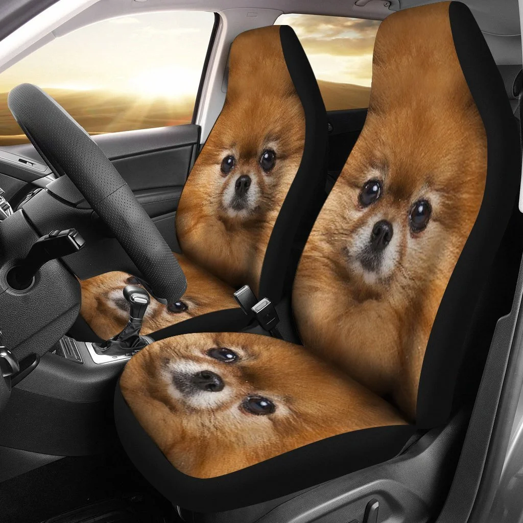 

Pomeranian Dog Print Car Seat Cover 2 PCS