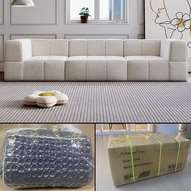 Modern Cream Vacuum Sponge Sectional Couch Inflatable sealed Compressed Modular Corner Sofa Living Room Furniture Packing in Box