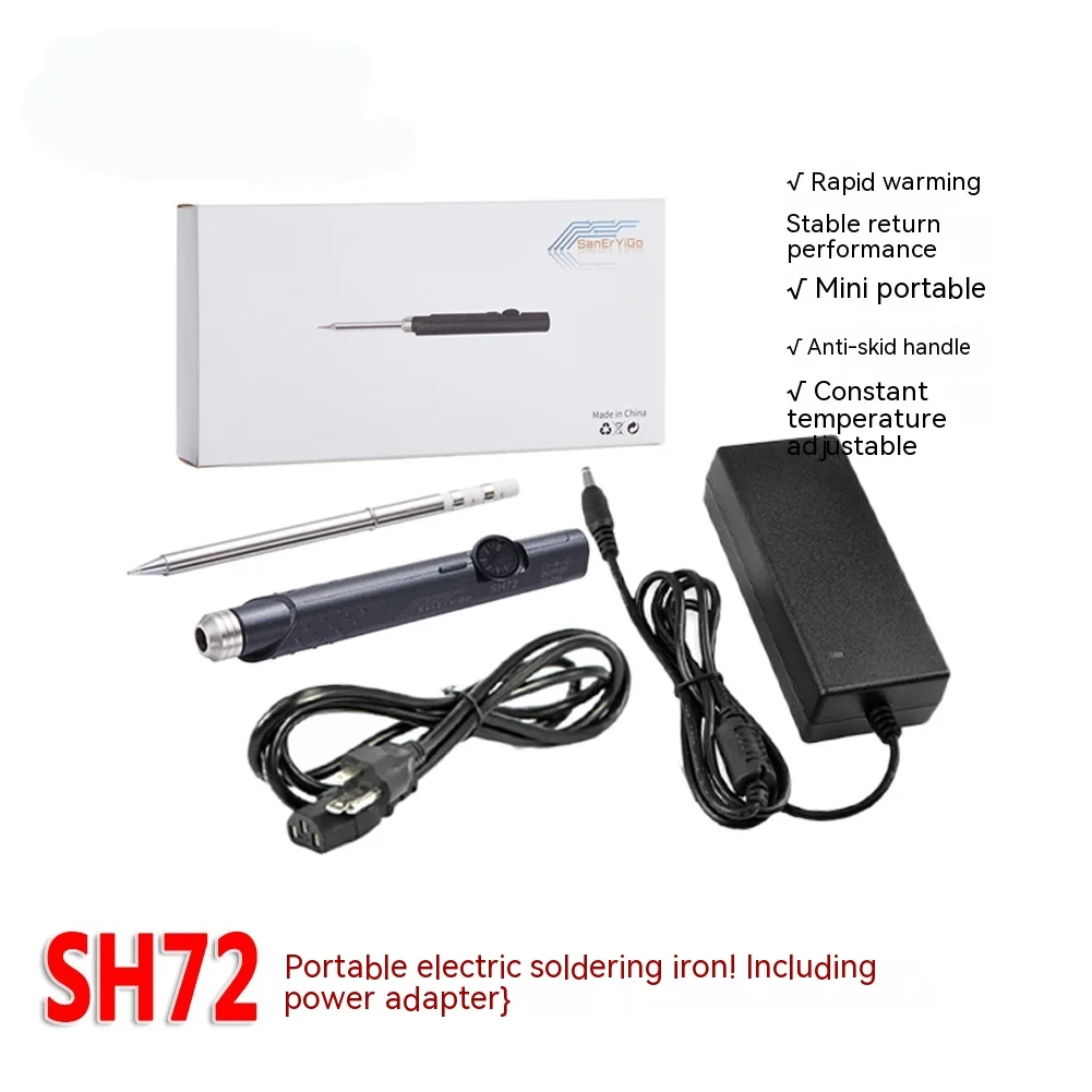 

Sh72 Portable Electric Soldering Iron 65w Constant Temperature Adjustable Dc5525 Interface 12-24v With Power Adapter