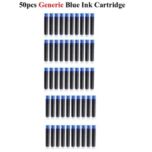  50pcs Fountain Pen Ink Cartridges Black Blue Red Color Set of 50 Refill Ink Cartridges 3.4 mm Bore Diameter High Quality 