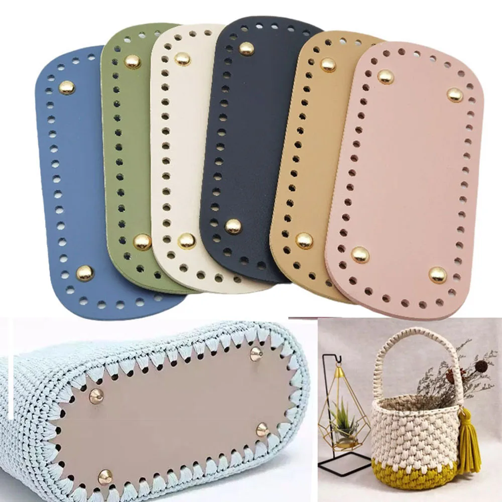 18*8cm Long Bottom For DIY Knitted Bag Handbag Handmade Bag Bottom with Holes PU Leather DIY Crochet Bag Bottom accessories