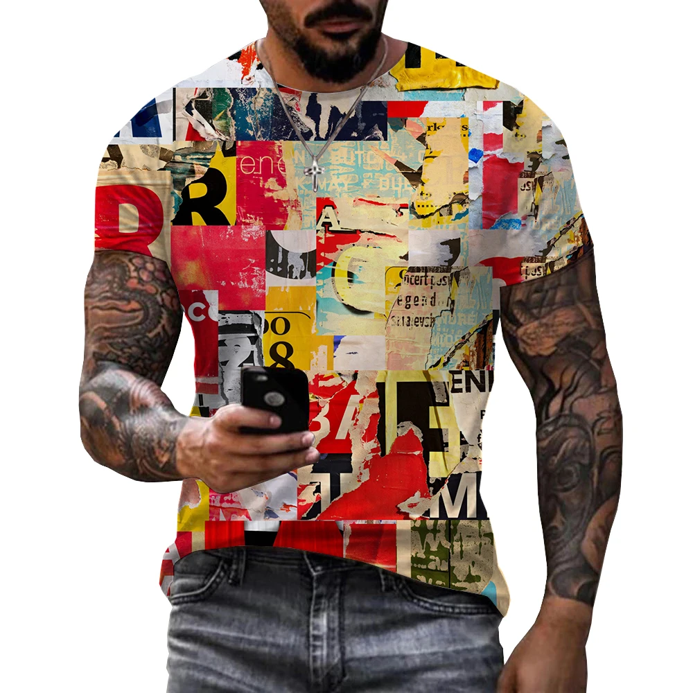 New Fashion Europe and America Retro Graffiti Men T-shirt