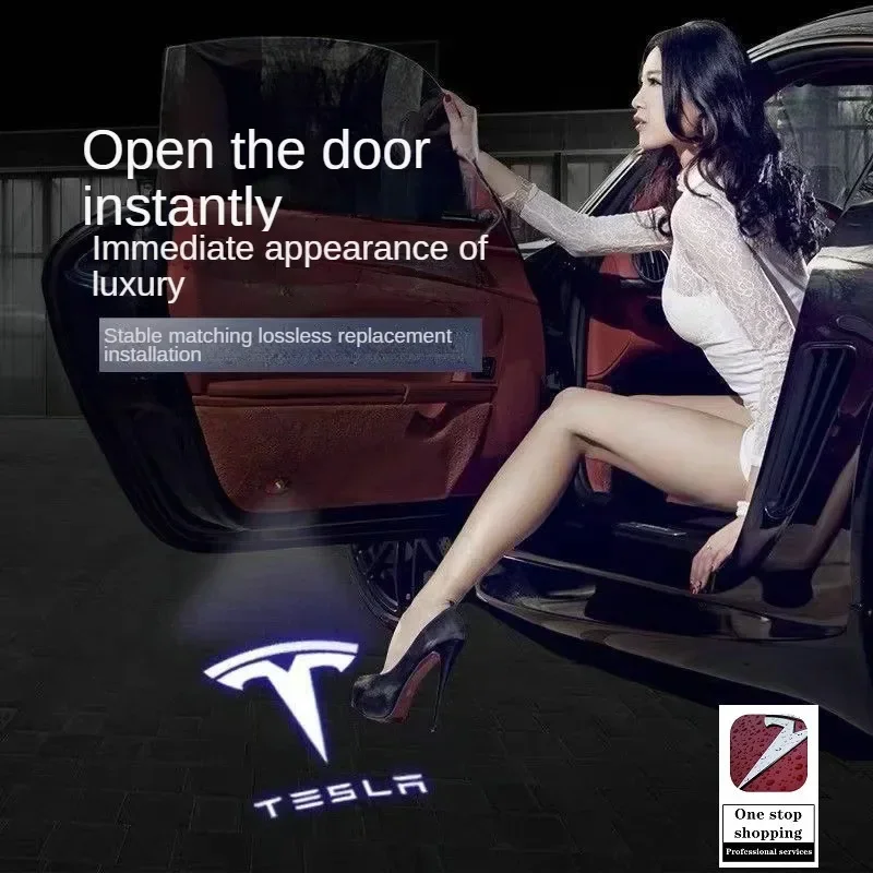 for Tesla Model 3/Y welcome lights Model X S door lights LED modification accessories Atmosphere Door spotlights replace car door lights